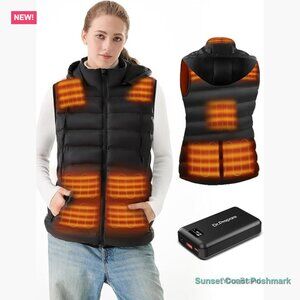Heated Vest with Battery Pack Lightweight Electric Warming Hooded